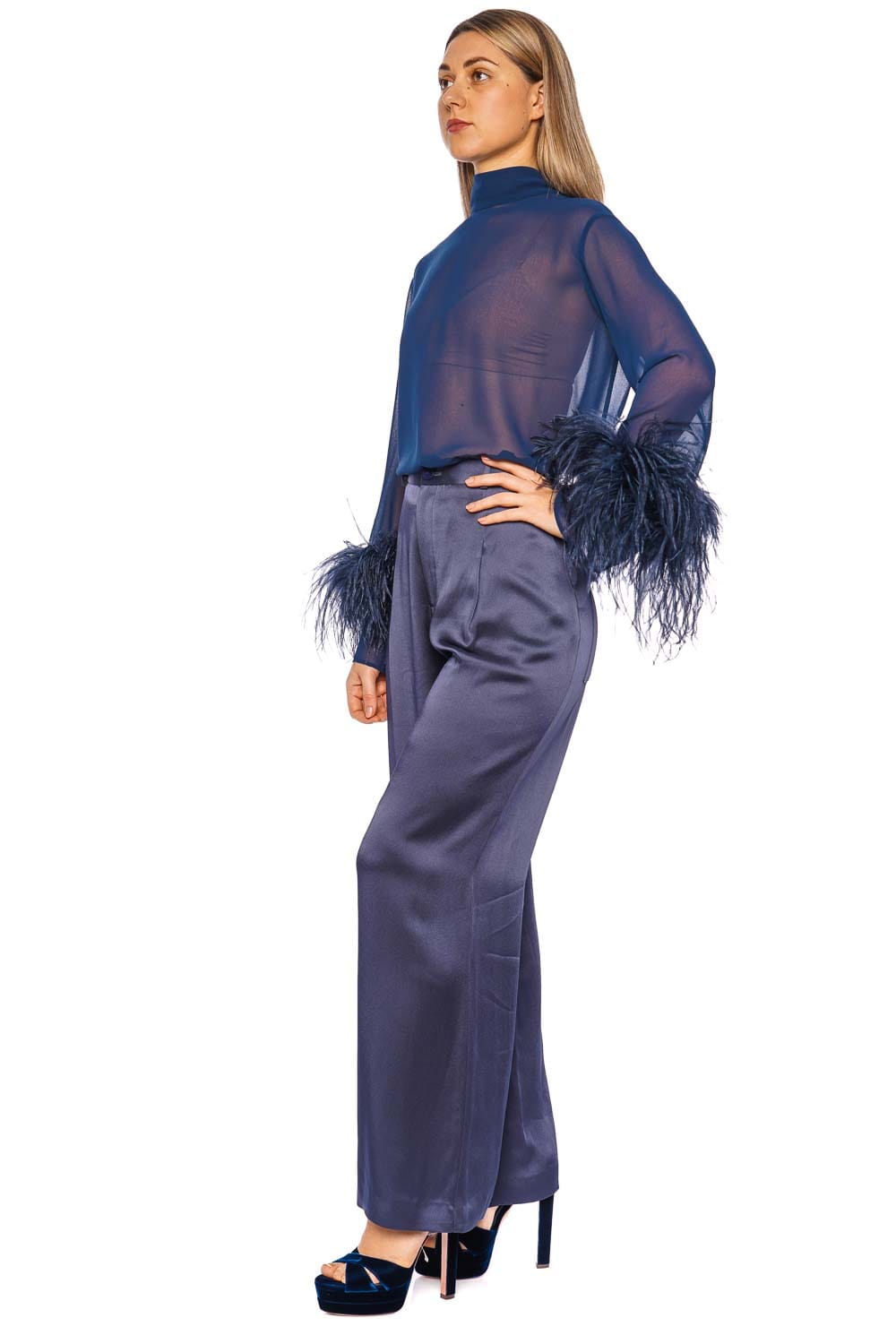 LAPOINTE Ink Satin Relaxed Pleated Pant