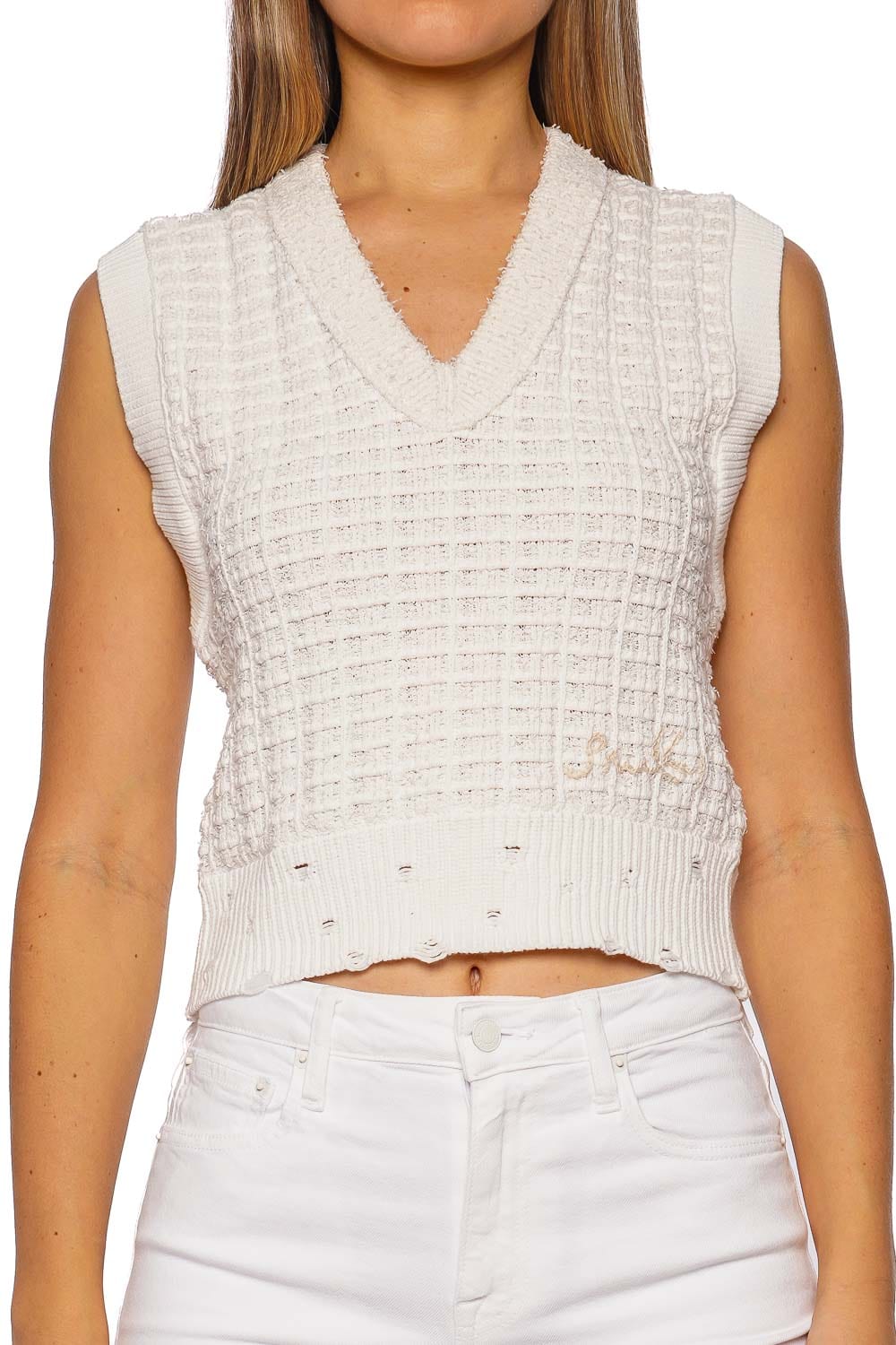 SIMKHAI Holdyn Ivory Sleeveless Knit Top