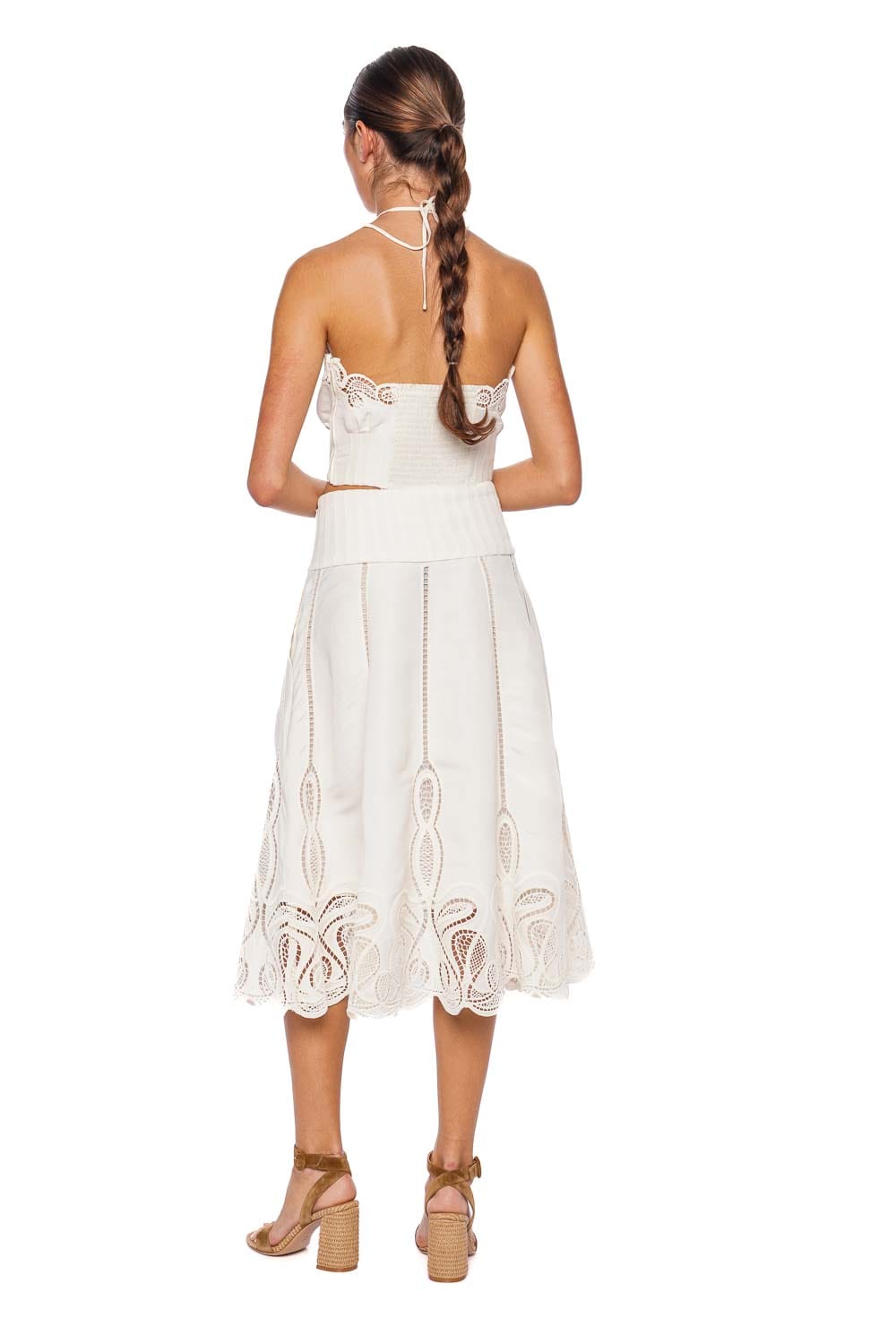 SIMKHAI Mellie Ivory Eyelet Halter Top