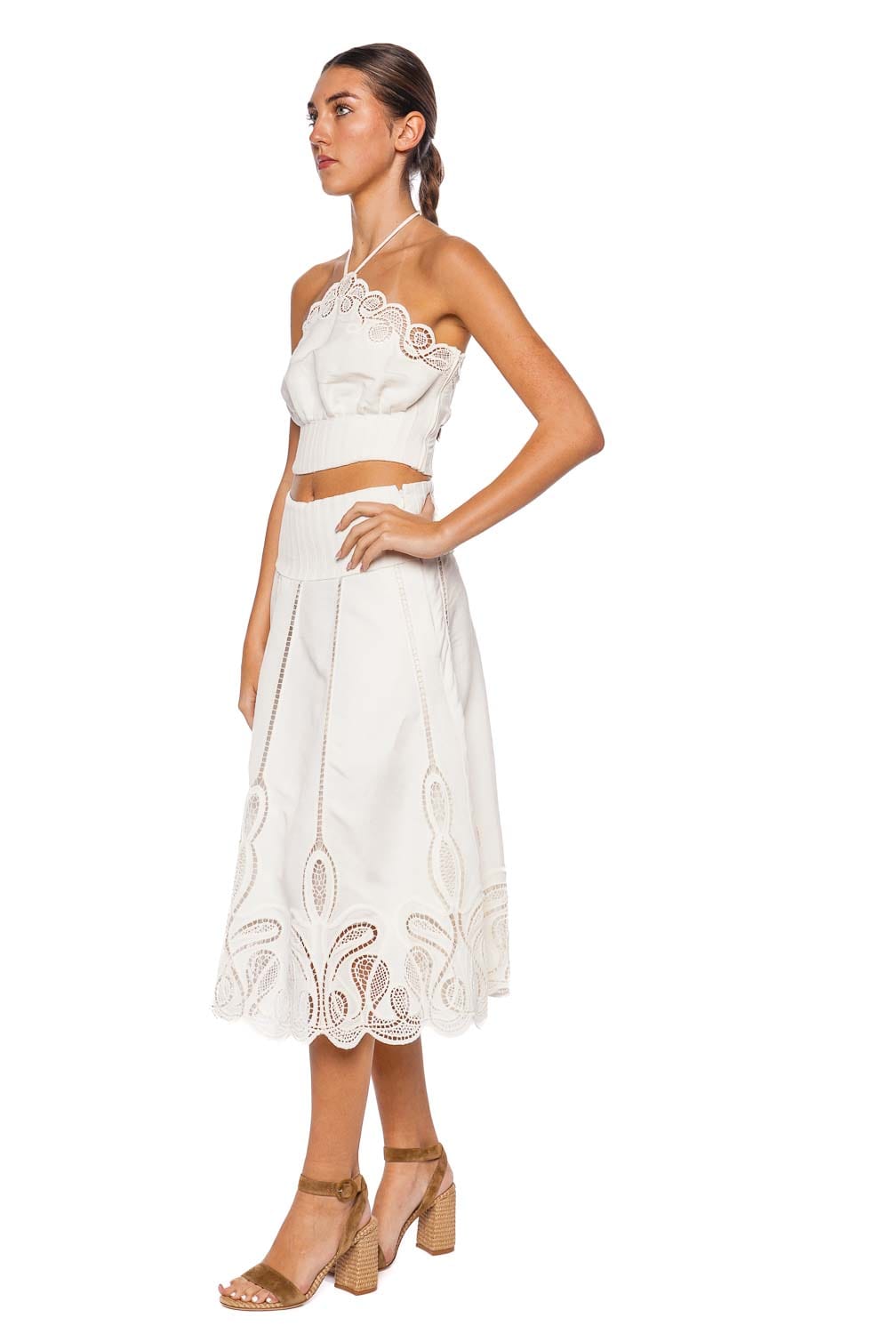 SIMKHAI Kaius Ivory Eyelet Midi Dress