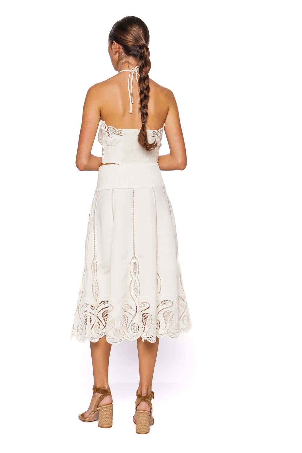 SIMKHAI Kaius Ivory Eyelet Midi Dress