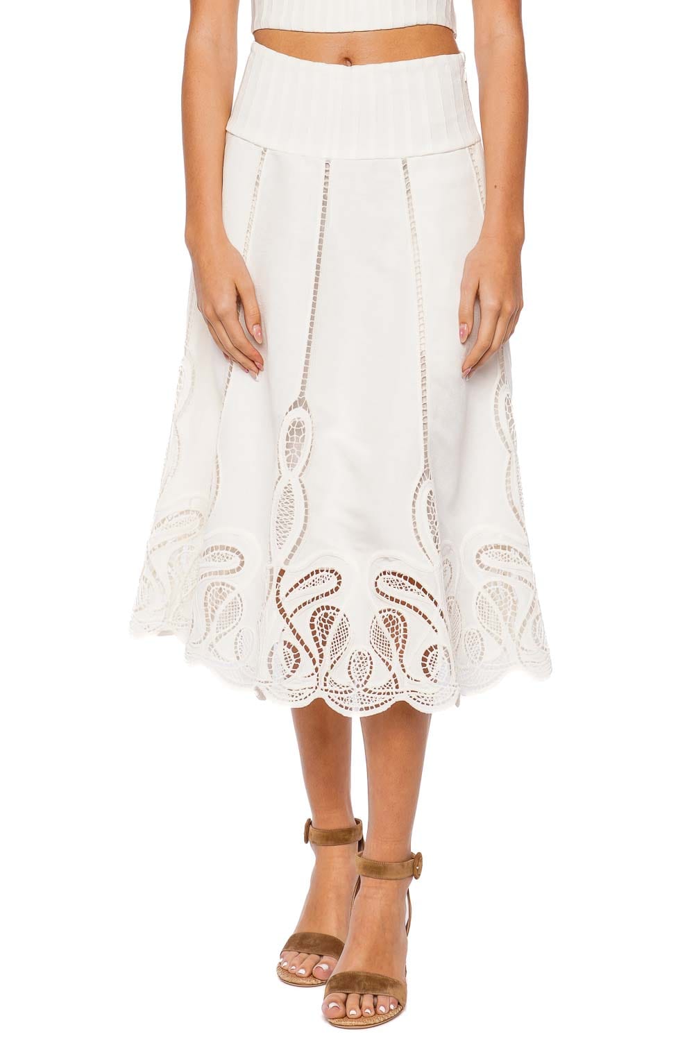 SIMKHAI Kaius Ivory Eyelet Midi Dress