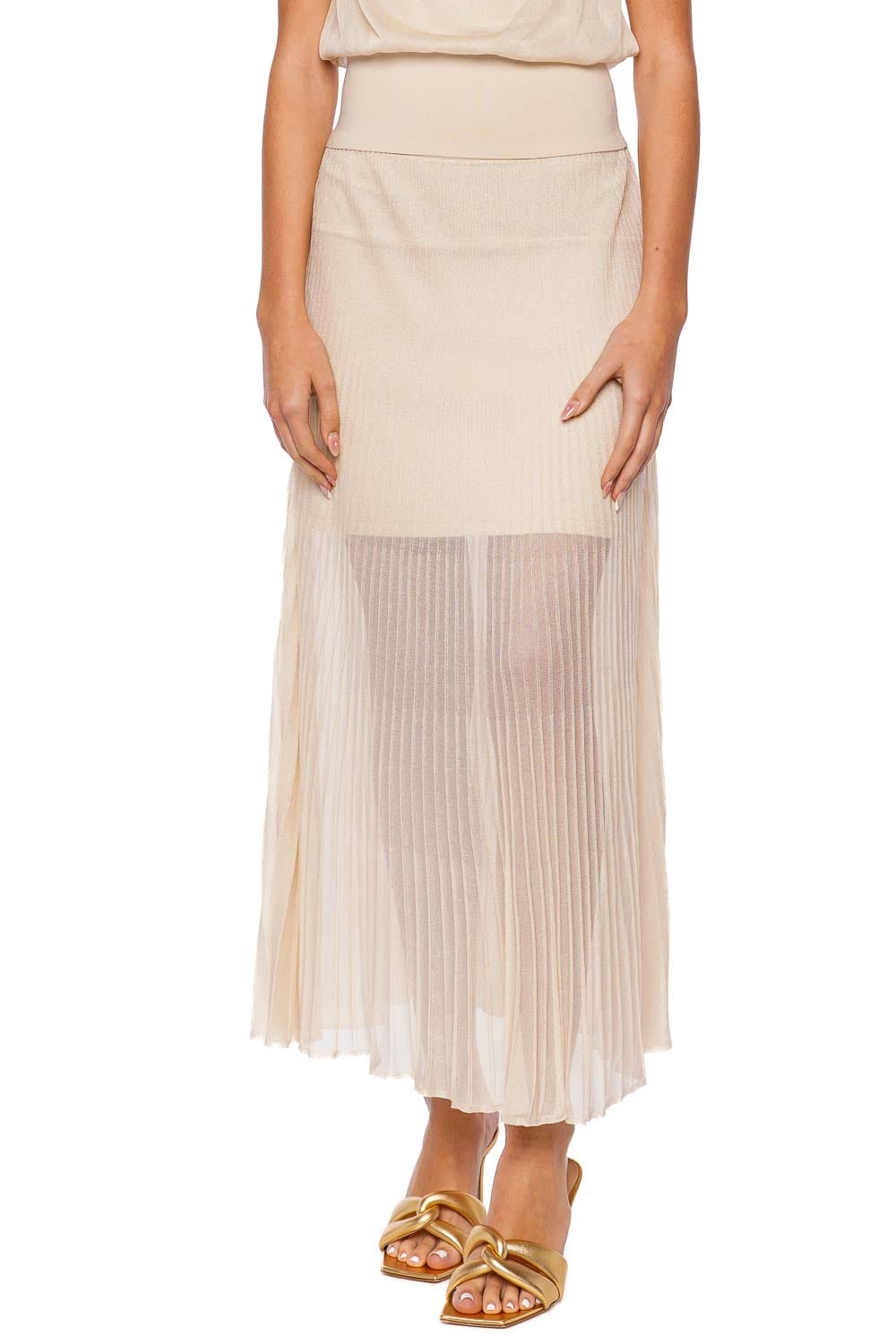 SIMKHAI Gennie Pleated Knit Midi Skirt