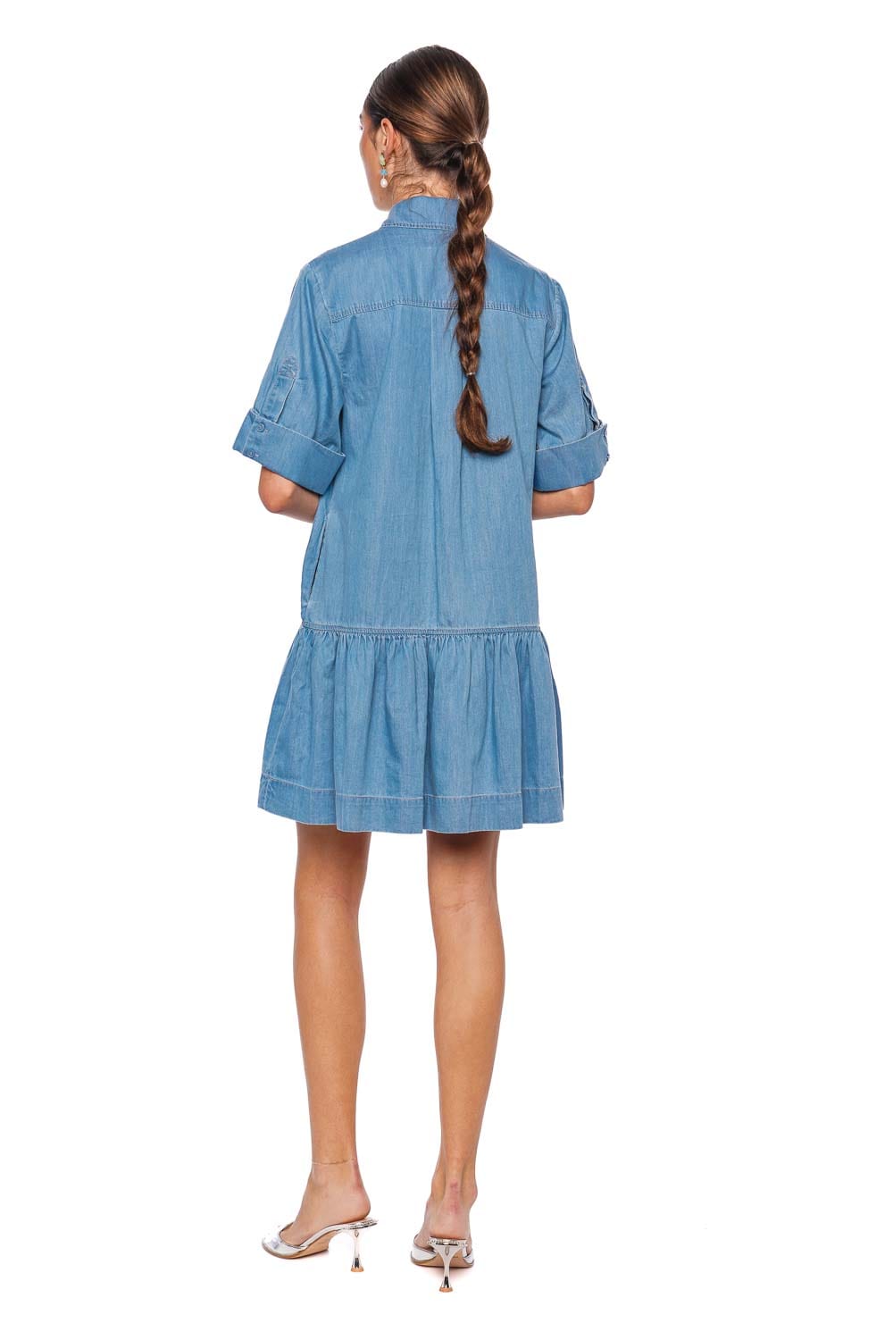 SIMKHAI Cris Chambray Mini Shirt Dress