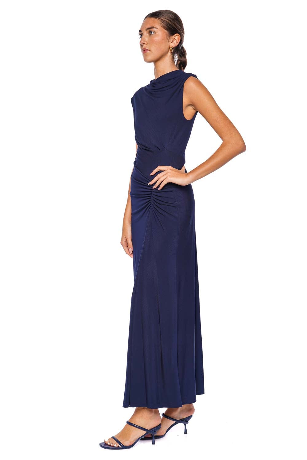 SIMKHAI Acacia Midnight Gathered Midi Dress