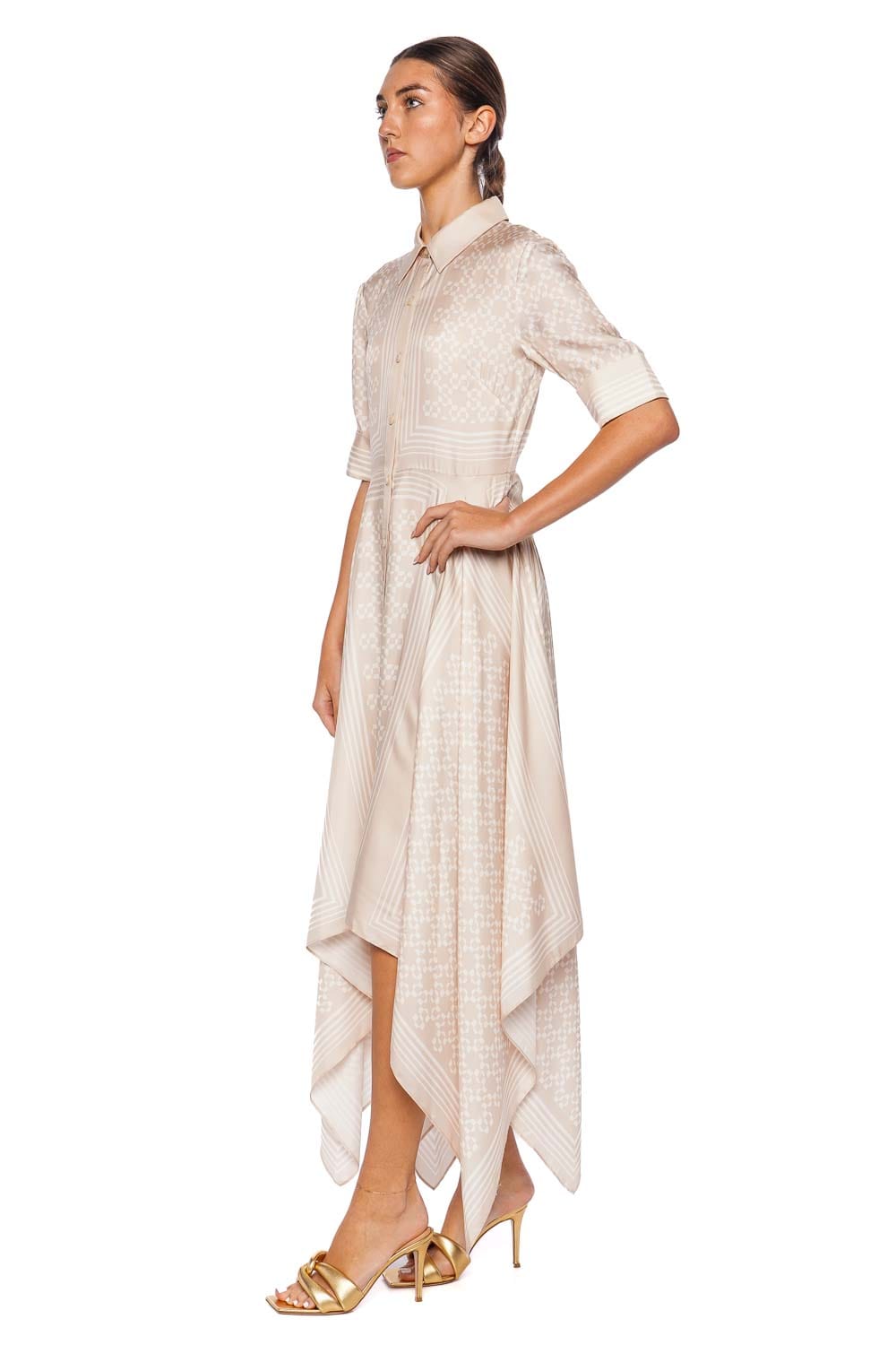 SIMKHAI Abrielle Handkerchief Midi Shirt Dress