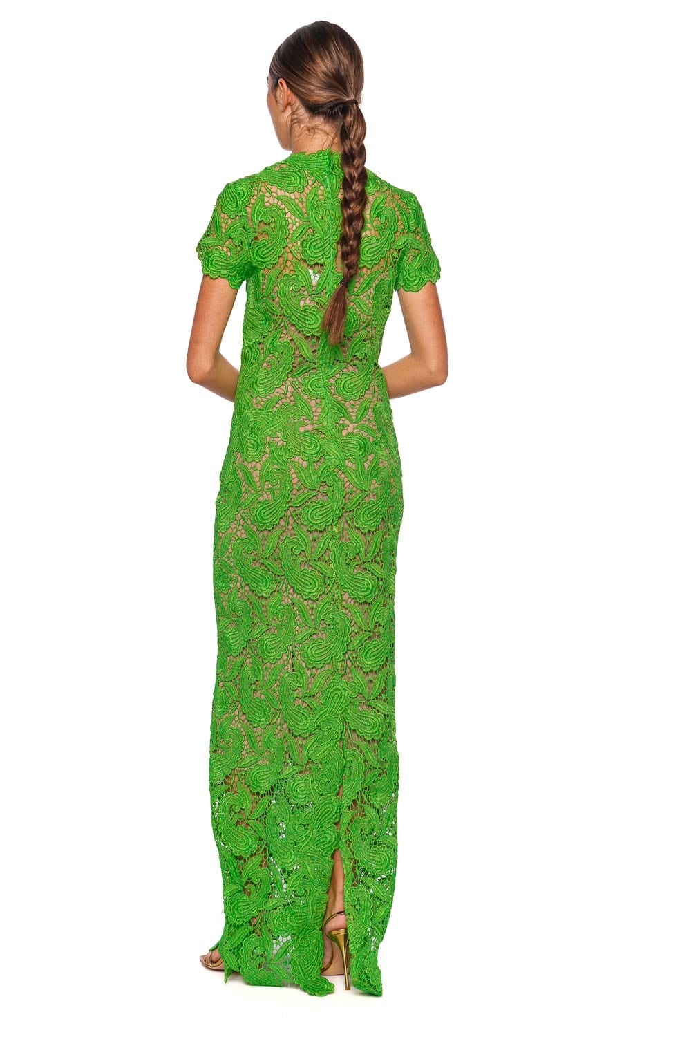 Silvia Tcherassi Roxana Green Guipure Lace Maxi Dress