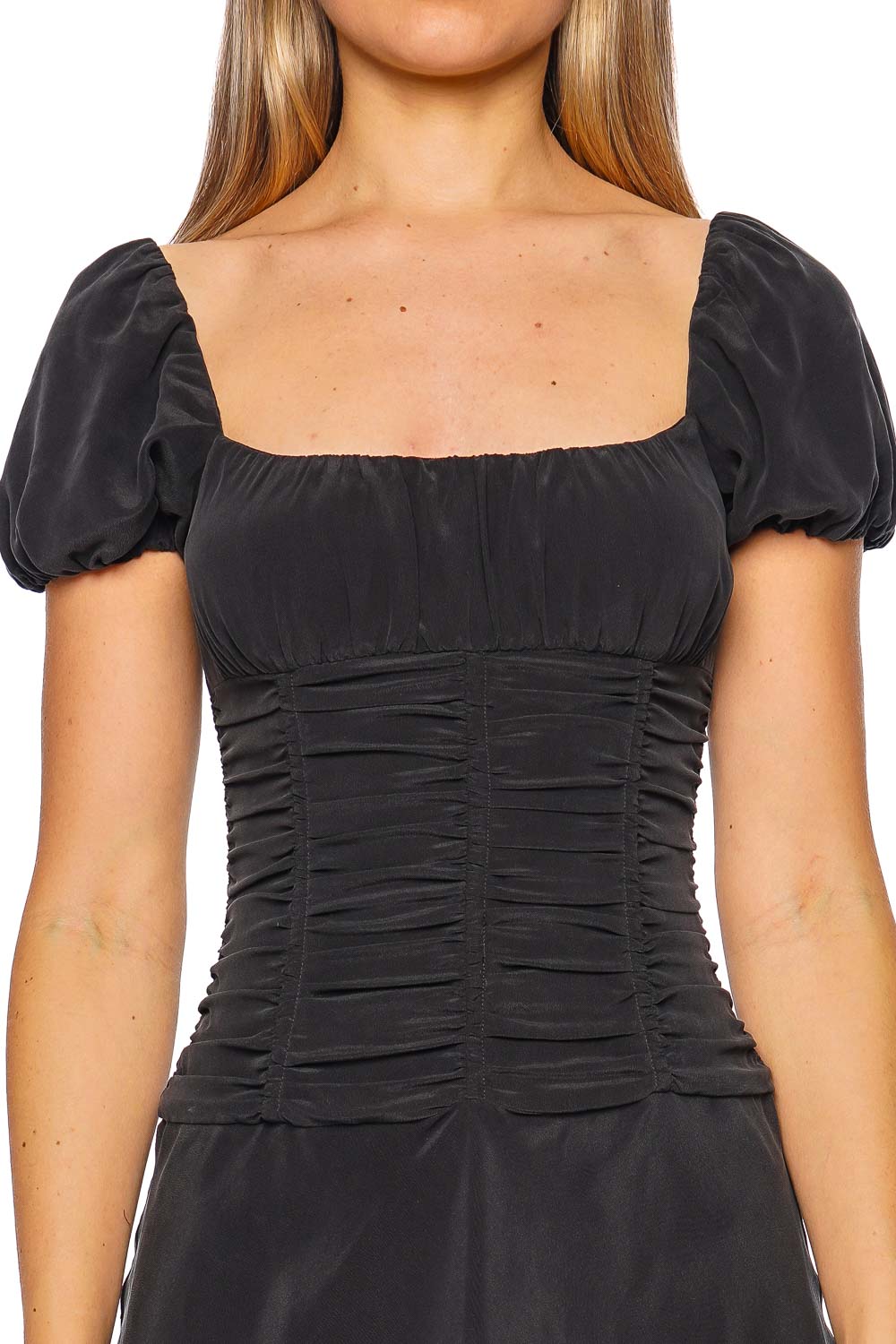 Staud Elba Black Silk Mini Dress Staud Elba Black Silk Mini Dress