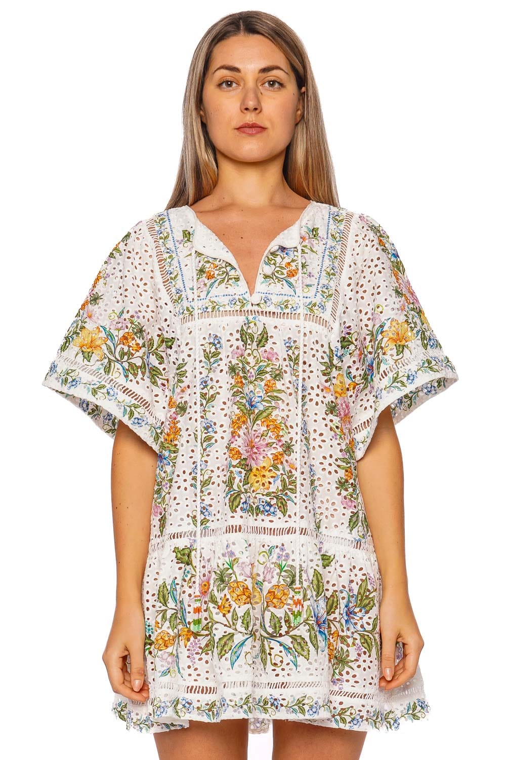 FARM Rio Sweet Bloom Eyelet Cover Up Mini Dress