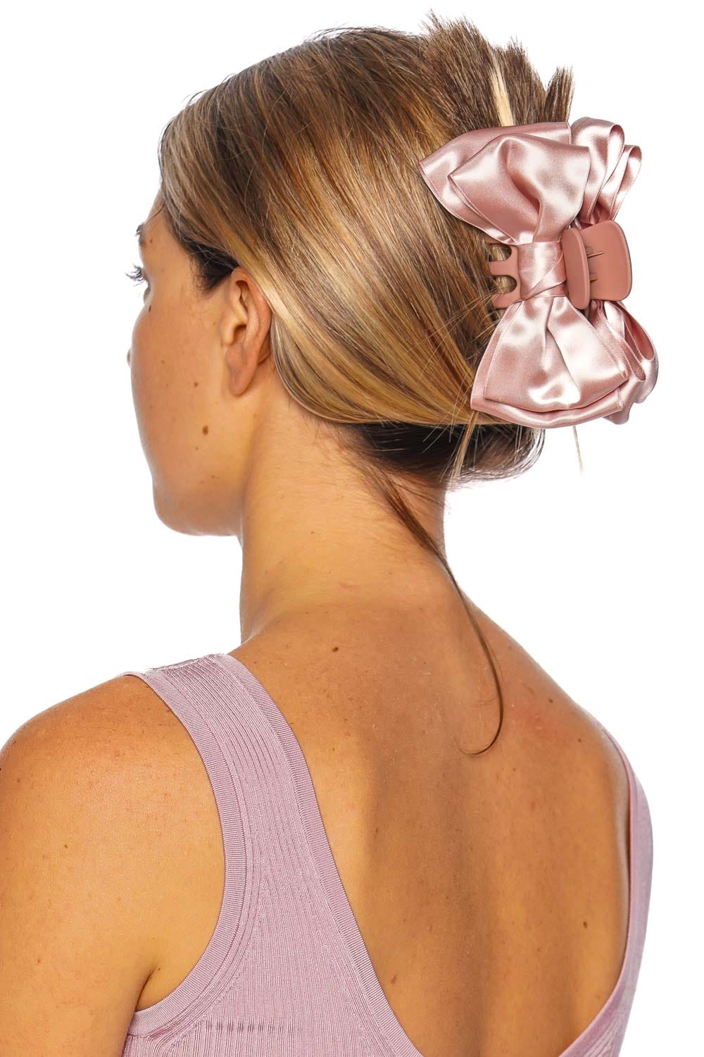 Jennifer Behr Agatha Rose Satin Bow Jaw Clip