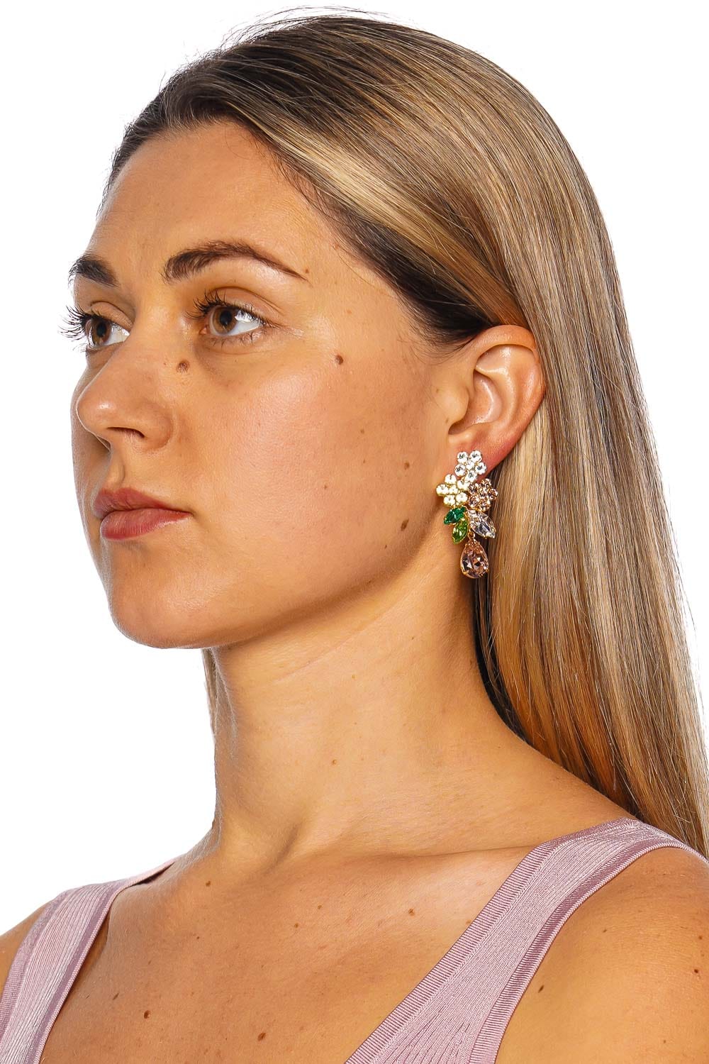 Jennifer Behr Bouquet Multi Crystal Drop Earrings