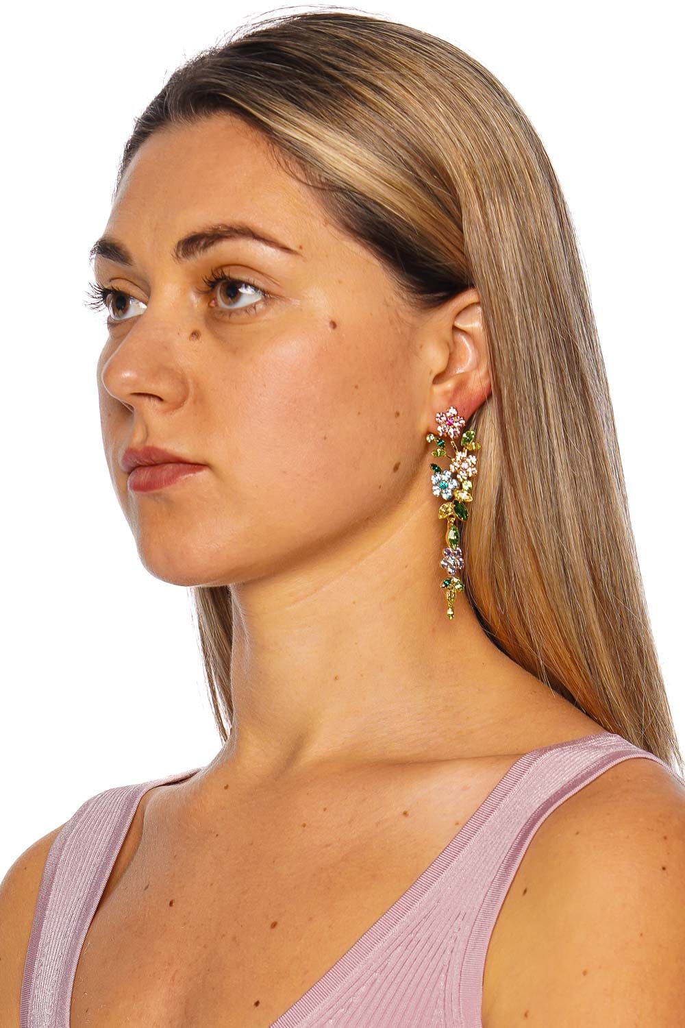 Jennifer Behr Verlee Multi Floral Crystal Drop Earrings