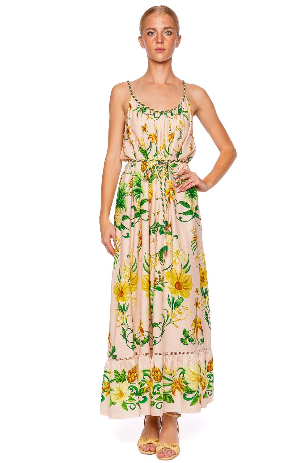 FARM Rio Botanical Beauty Rope Belted Maxi Dress