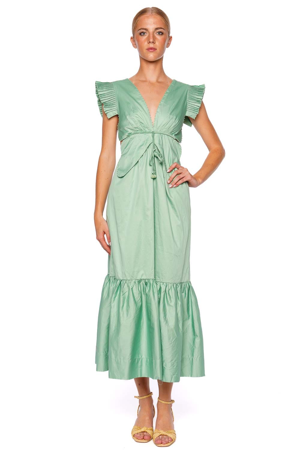 FARM Rio Light Green Butterfly Cut Out Midi Dress