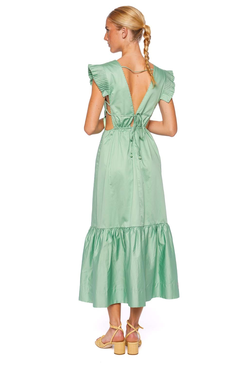 FARM Rio Light Green Butterfly Cut Out Midi Dress