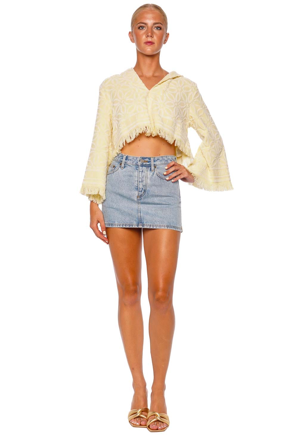 ZIMMERMANN Coco Towelling Hooded Top 4285TSS254 Yellow/Cream