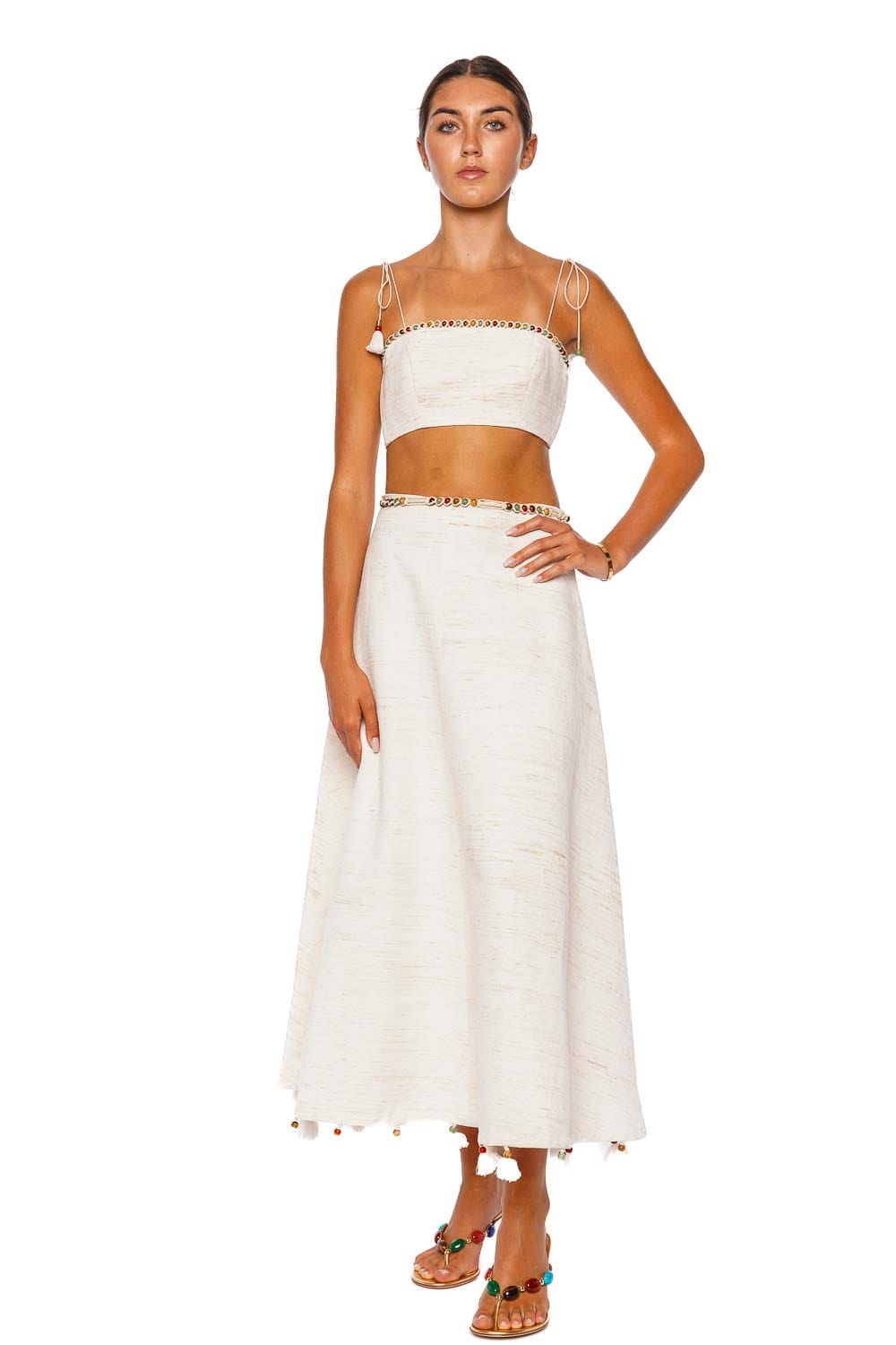 Rhiannon Bead Trimmed Midi Skirt