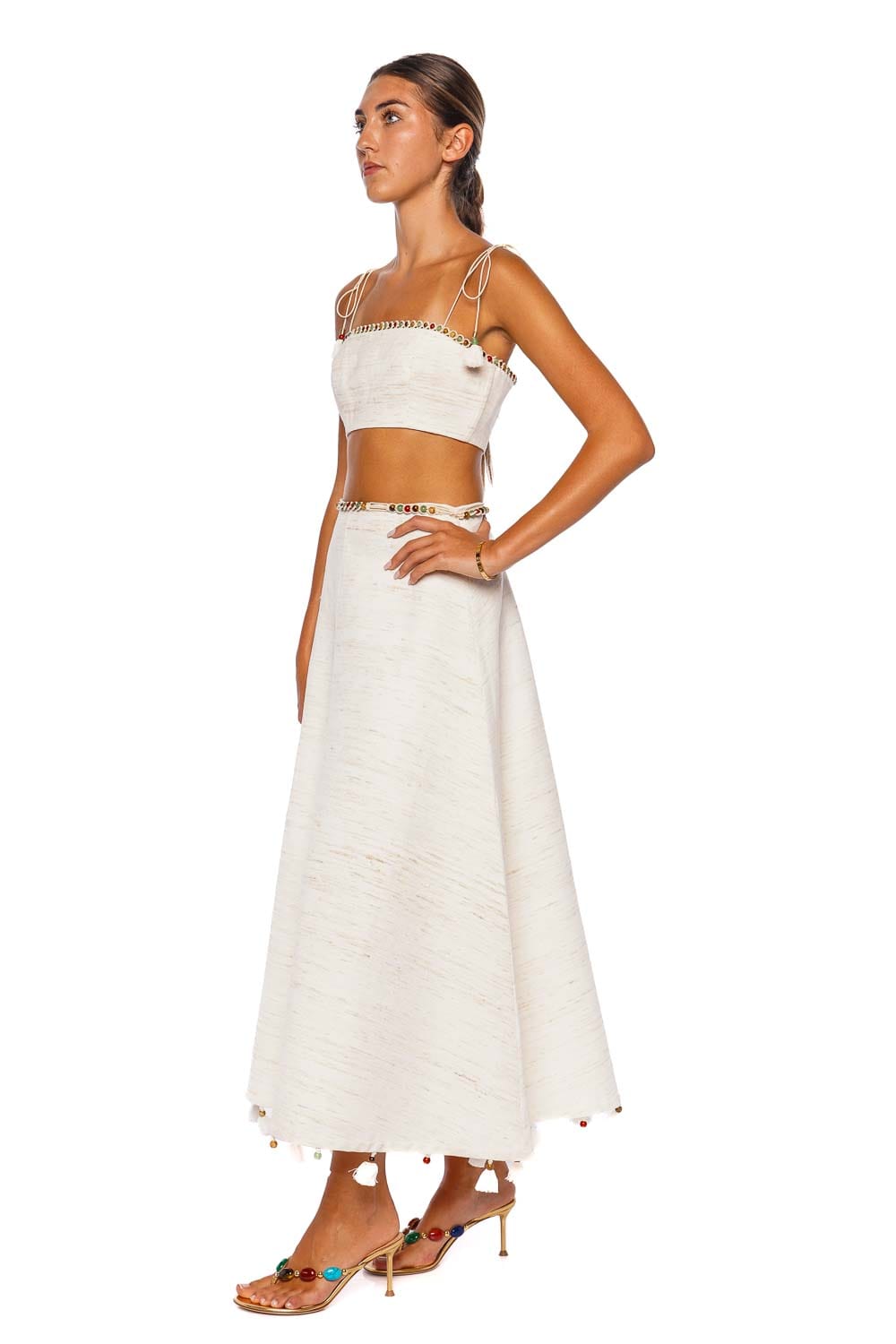 VIP【関税送料無料】希少 Zimmermann Rhiannon Midi Skirt Rhiannon Bead Trimmed Midi Skirt