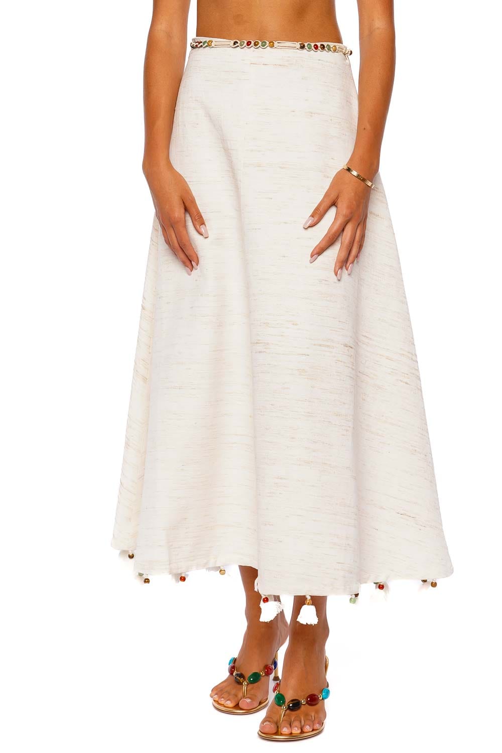 ZIMMERMANN Rhiannon Bead Trimmed Midi Skirt