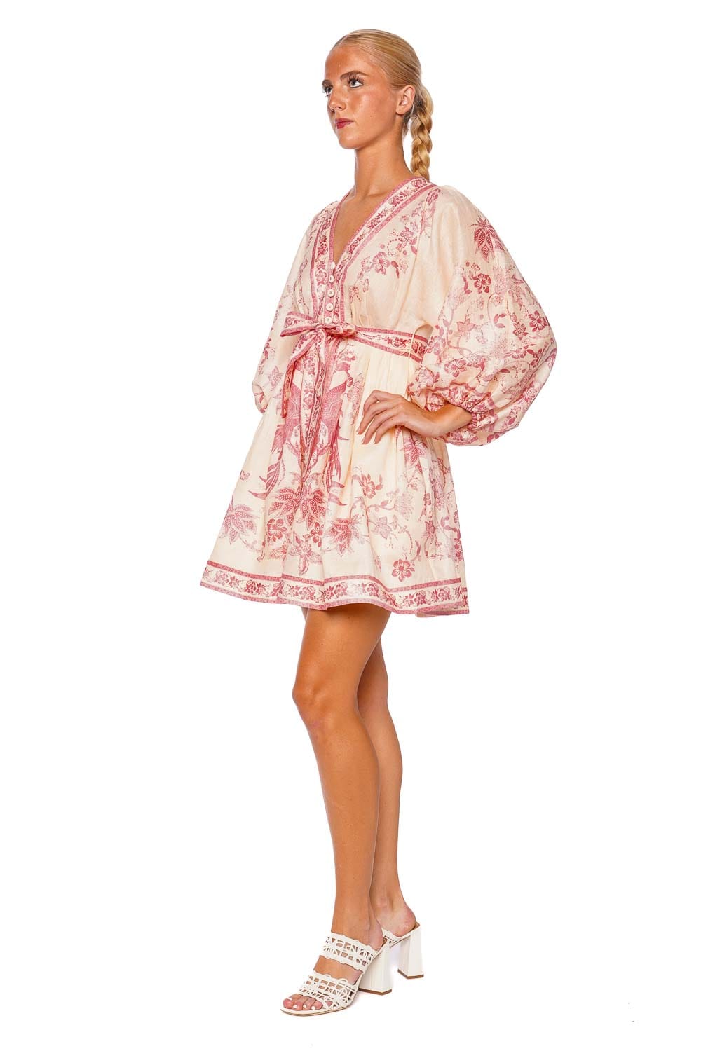 【Zimmermann】LUCKY PLUNGE MINI DRESS プランジ ミニドレス ZIMMERMANN Lucky Lace Plunge Mini Dress | Blue | FARFETCH
