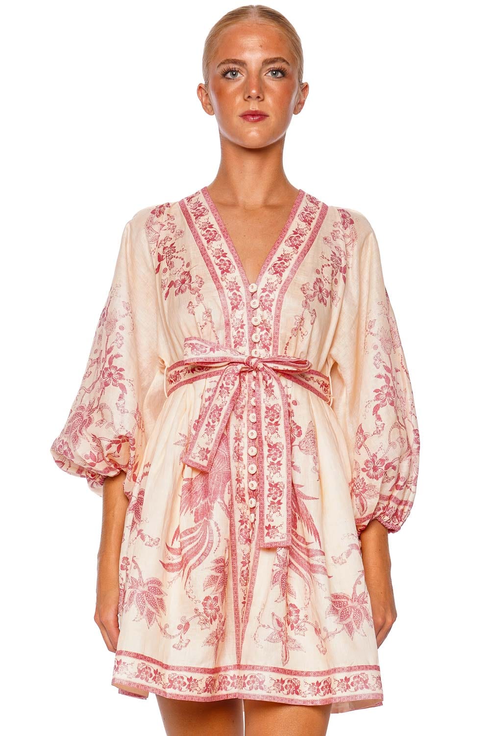 ZIMMERMANN Lucky Plunge Belted Mini Dress