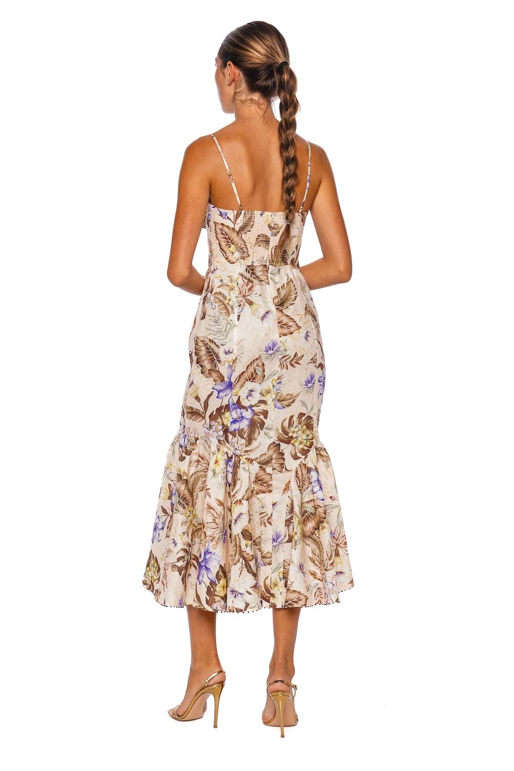 ZIMMERMANN Coco Floral Tie Front Midi Dress