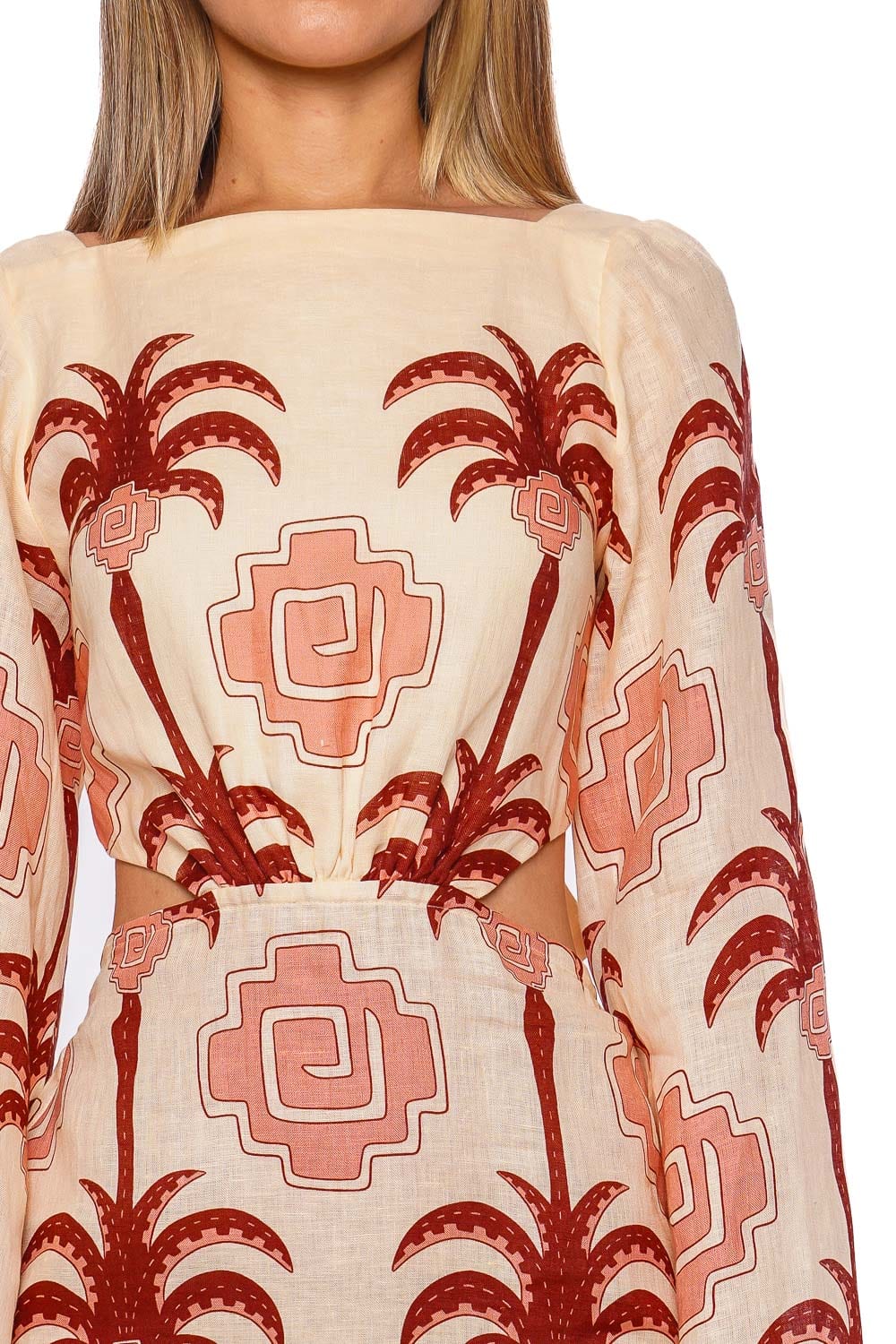 Johanna Ortiz WAVE AFTER WAVE MINI DRESS PT03058 ECRU /PAPRIKA/LIGHT PINK