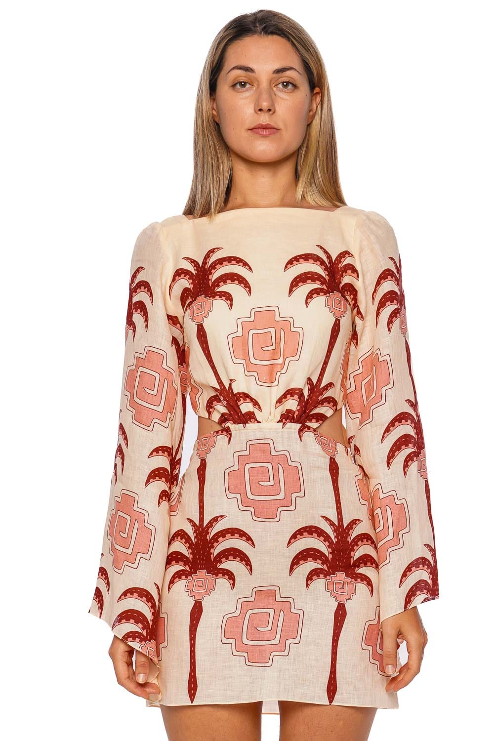 Johanna Ortiz WAVE AFTER WAVE MINI DRESS PT03058 ECRU /PAPRIKA/LIGHT PINK