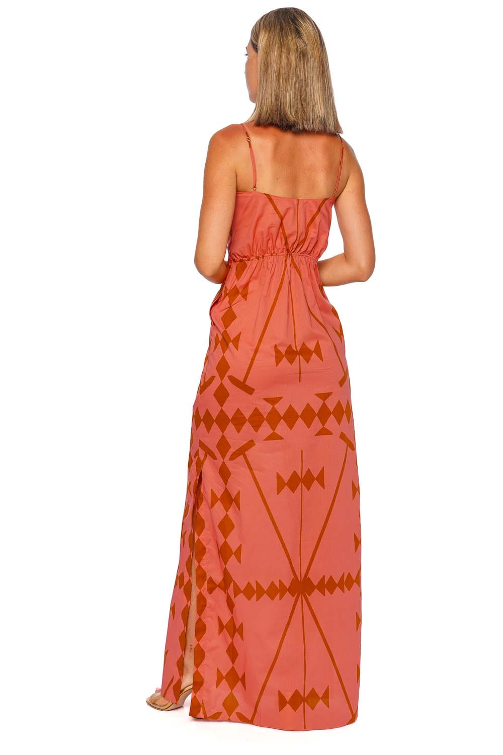 Peach Llovizna Tie Front Maxi Dress