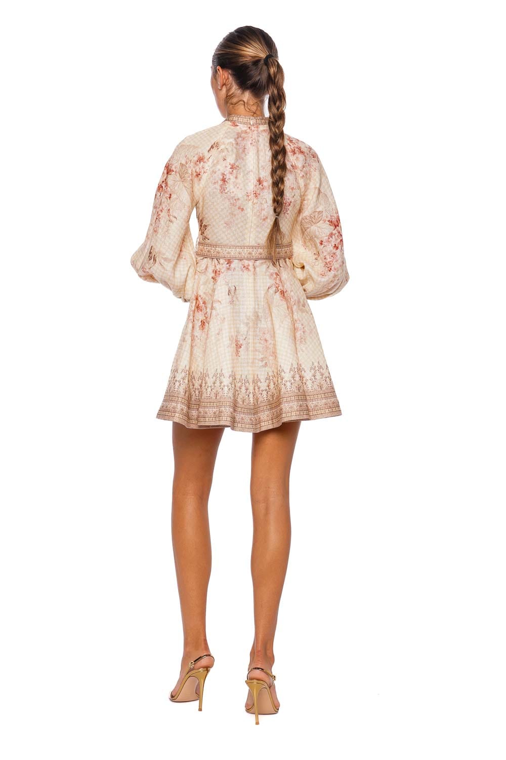 ZIMMERMANN Illuminate Buttoned Coral Floral Mini Dress