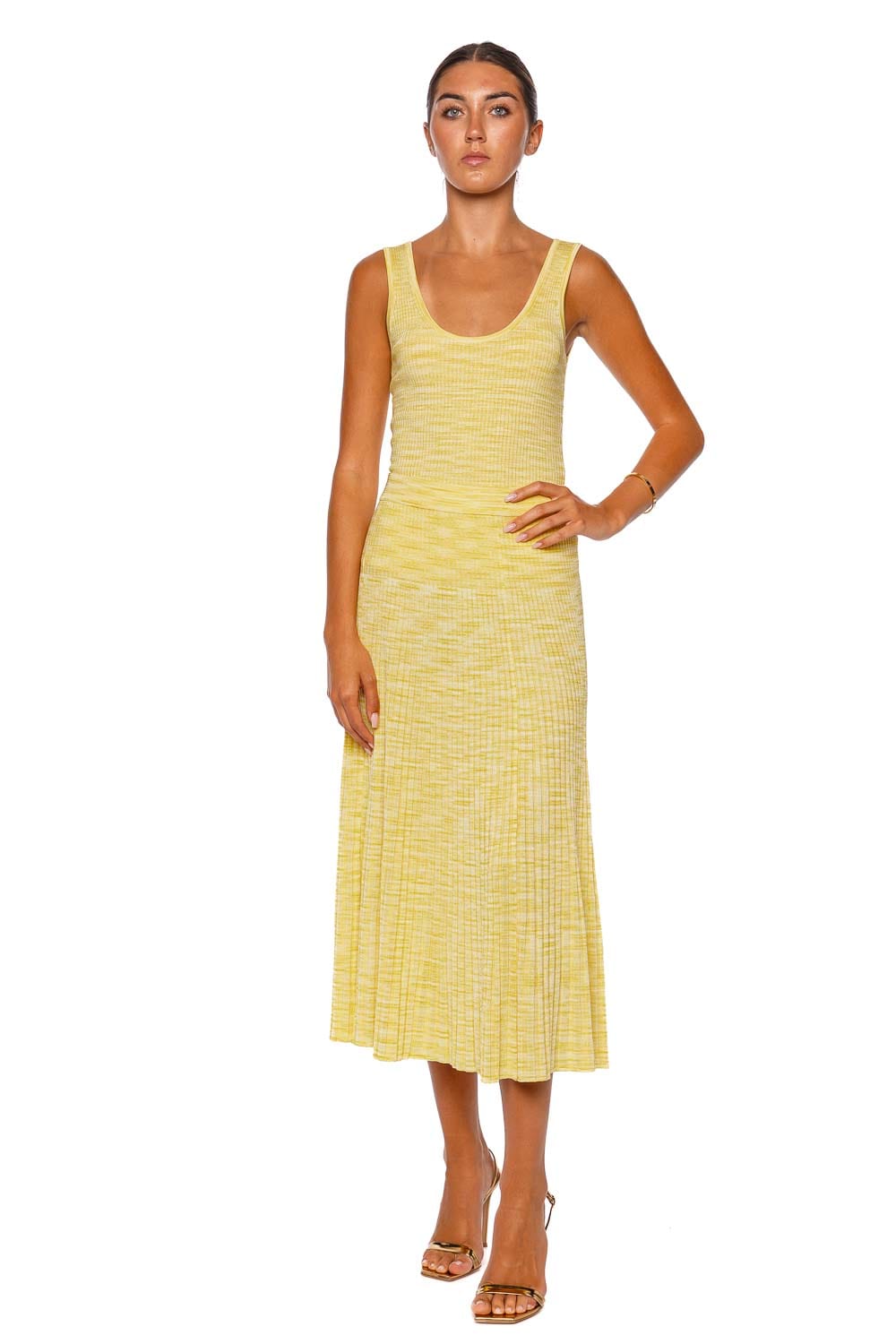 ZIMMERMANN Illuminate Lemon Mouline Ribbed Midi Skirt