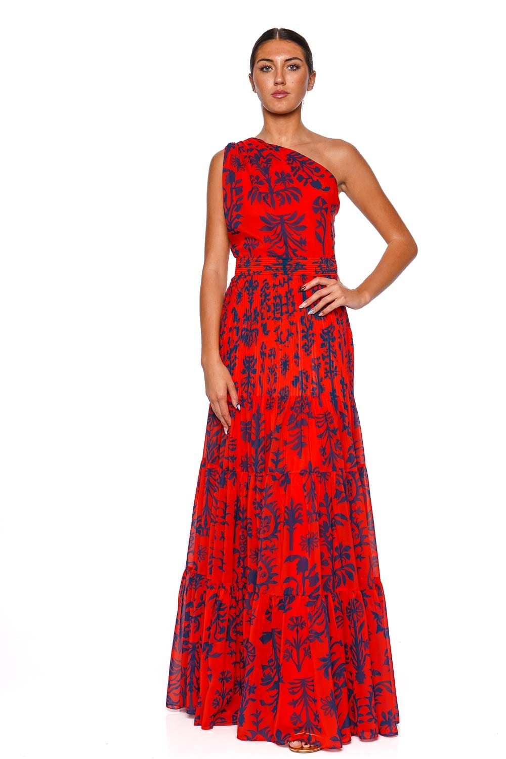 Andres Otalora Illia Native Symbols Reverse One-Shoulder Maxi Dress