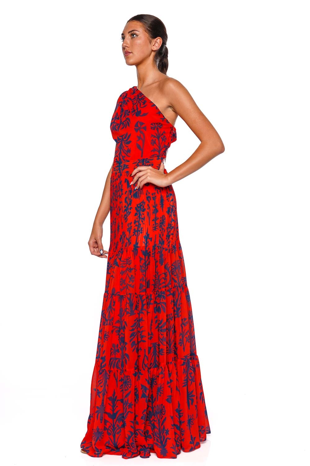 Andres Otalora Illia Native Symbols Reverse One-Shoulder Maxi Dress