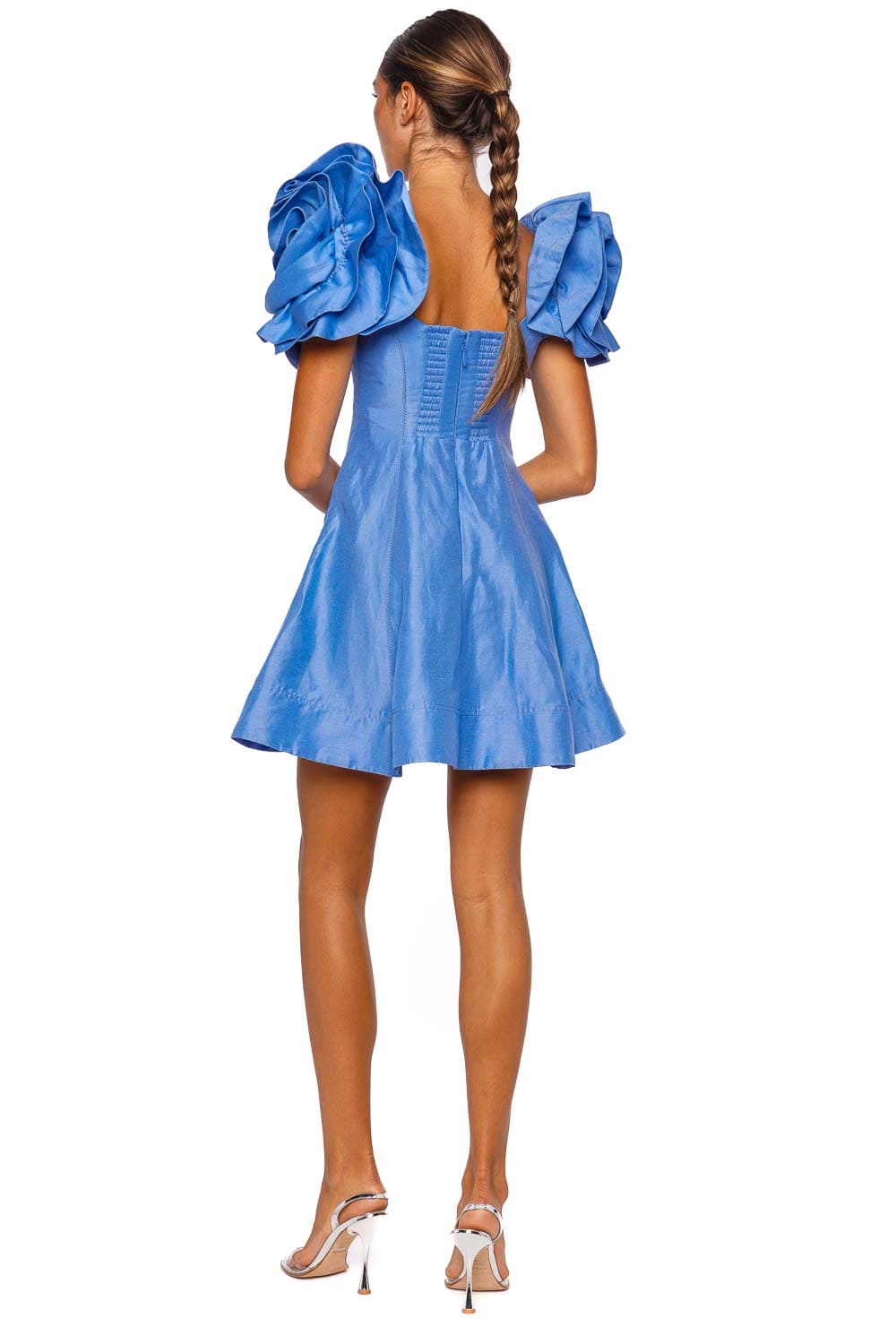 Aje. Twlya Rosette Oyster Blue Mini Dress Aje. Twlya Rosette Oyster Blue Mini Dress