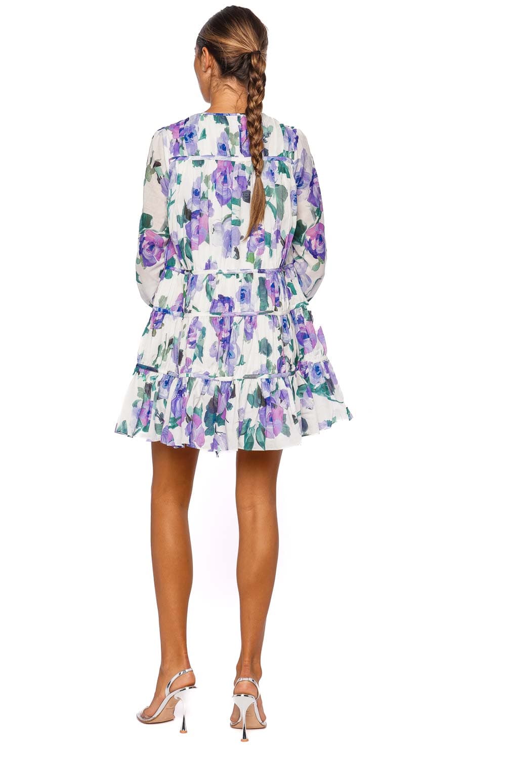 Aje. Clover Floral Long Sleeve Mini Dress