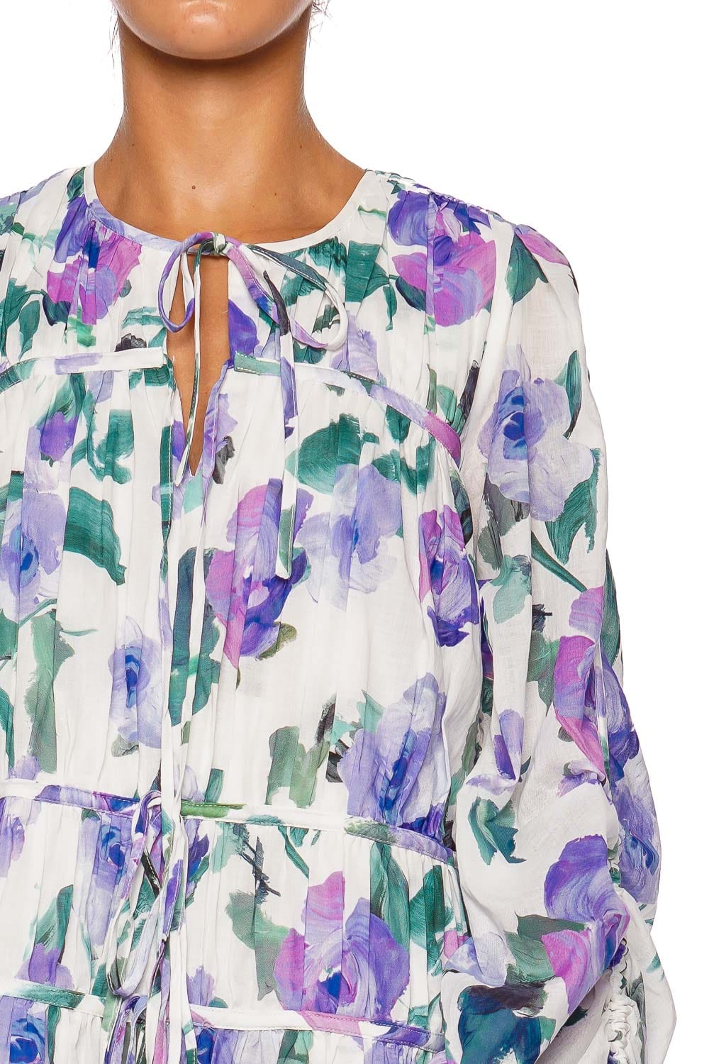 Aje. Clover Floral Long Sleeve Mini Dress