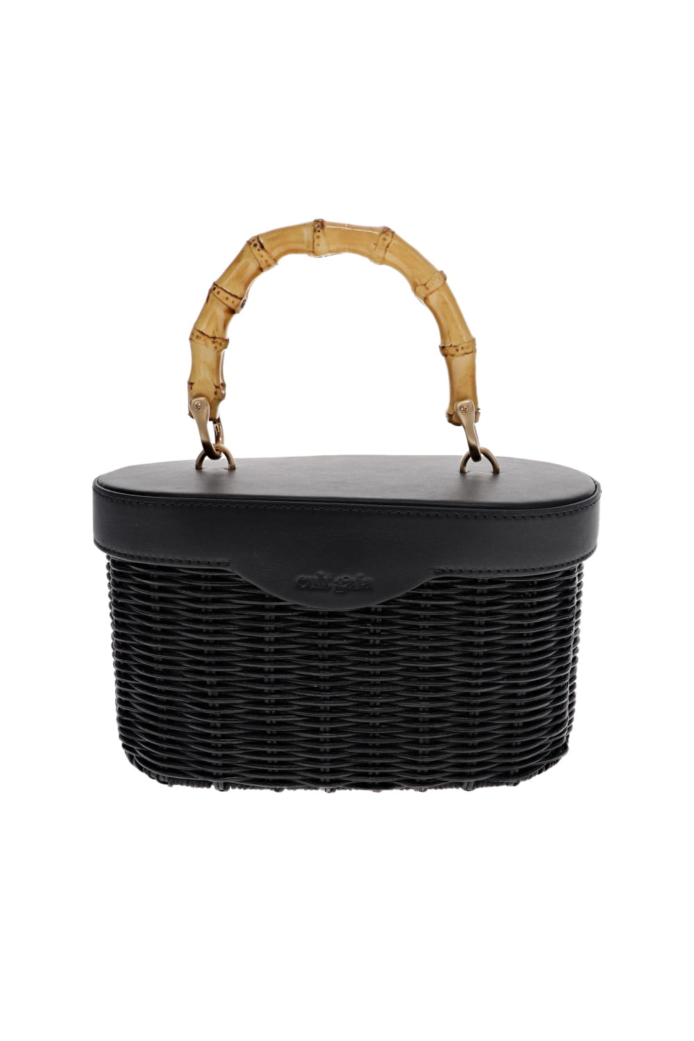 Cult Gaia Gwyneth Black Straw Top Handle Bag