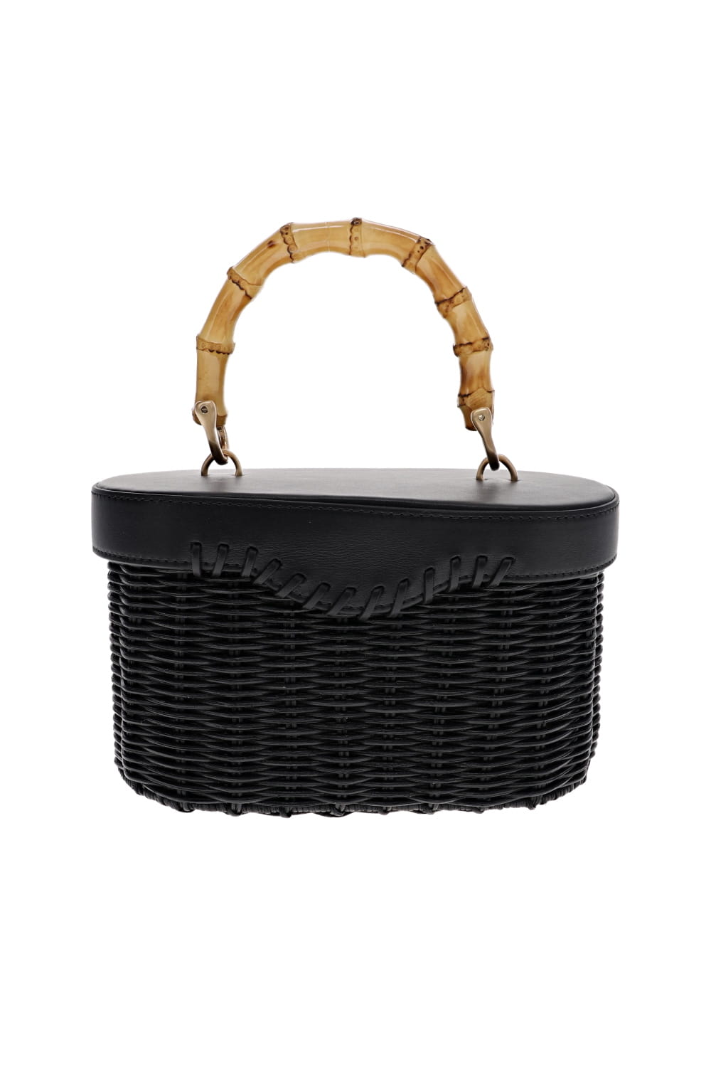 Cult Gaia Gwyneth Black Straw Top Handle Bag