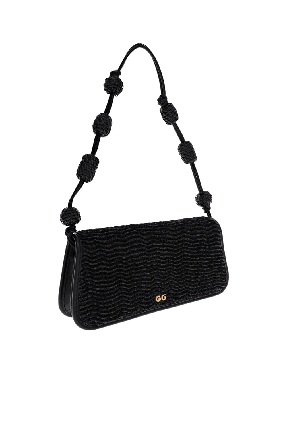 Cult Gaia Sunniva Black Raffia Shoulder Bag
