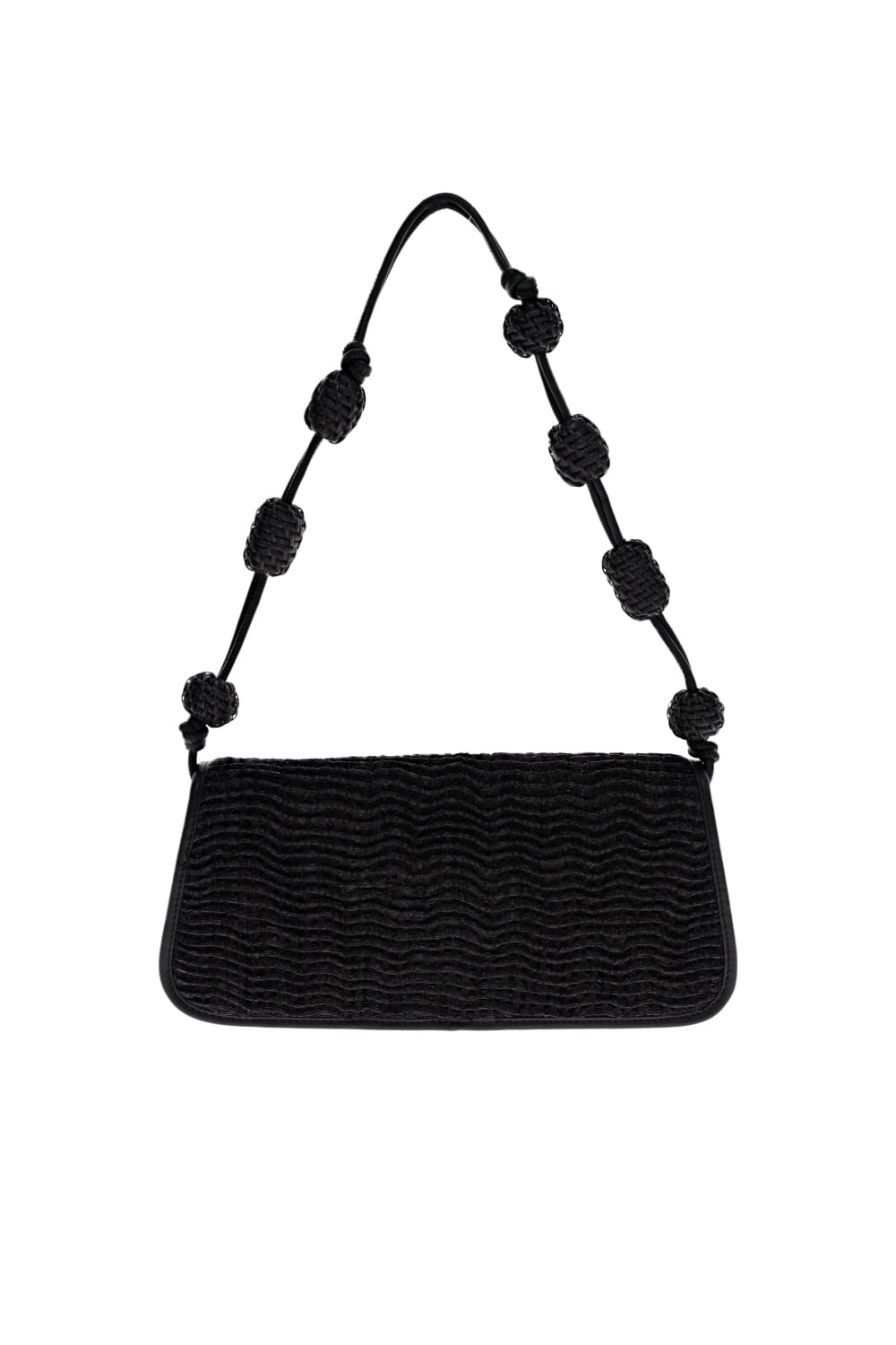 Cult Gaia Sunniva Black Raffia Shoulder Bag
