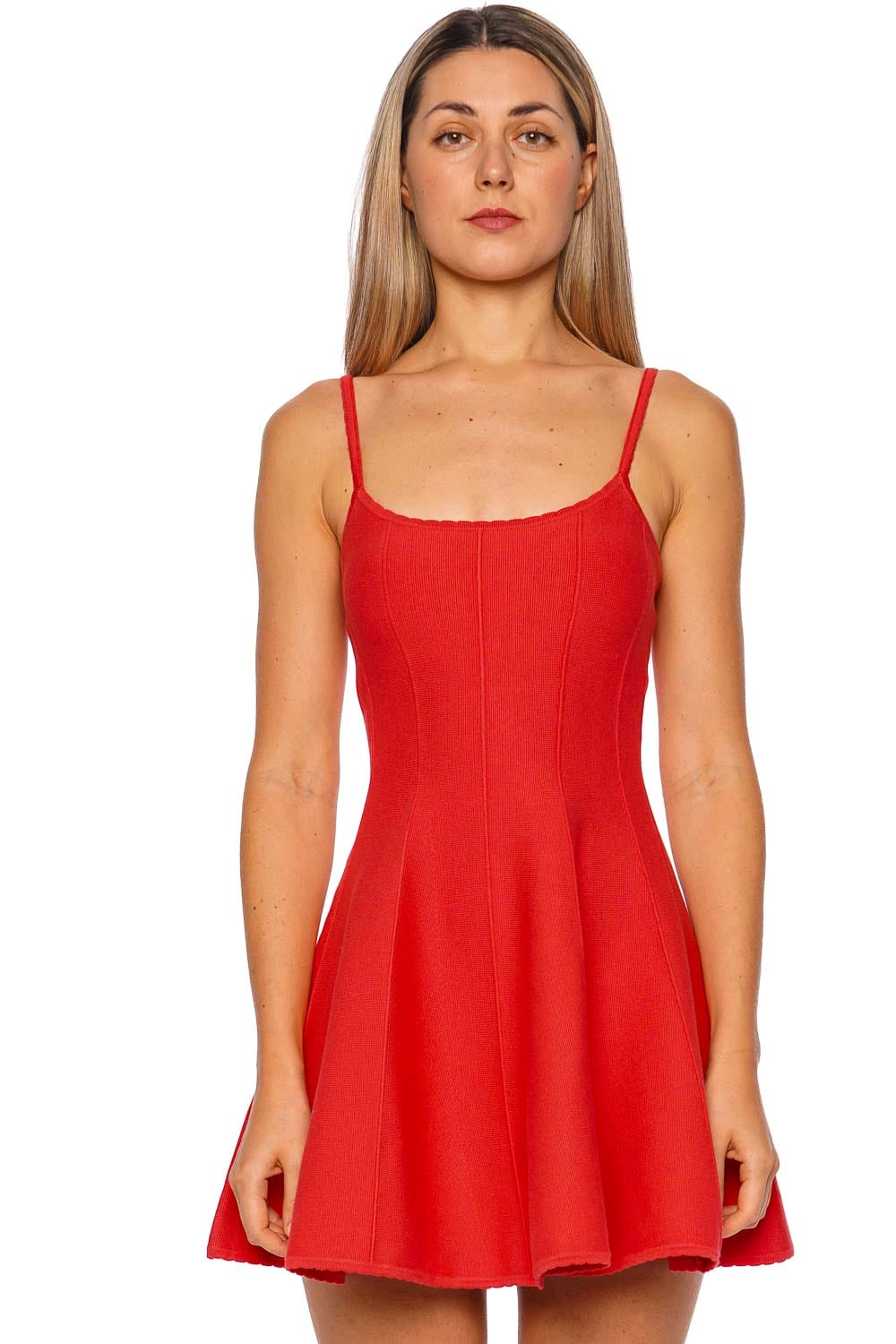 Fleur Du Mal Coral Crush Flared Corset Mini Dress