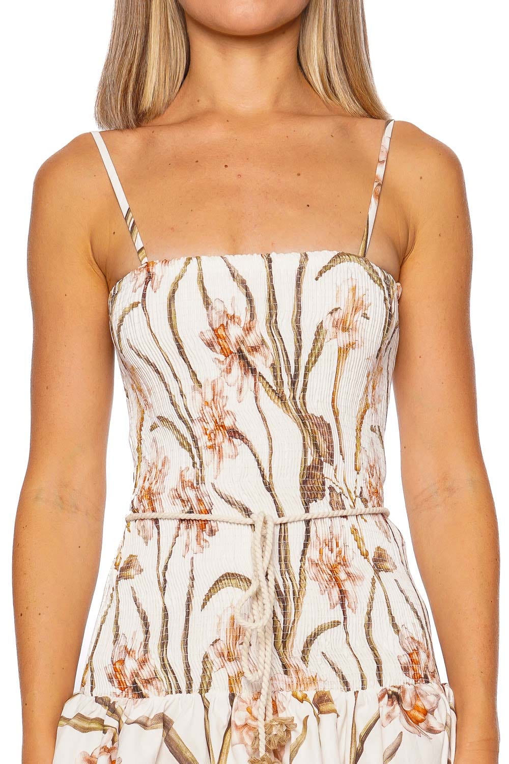PatBO Botanic Retro Smocked Cotton Mini Dress