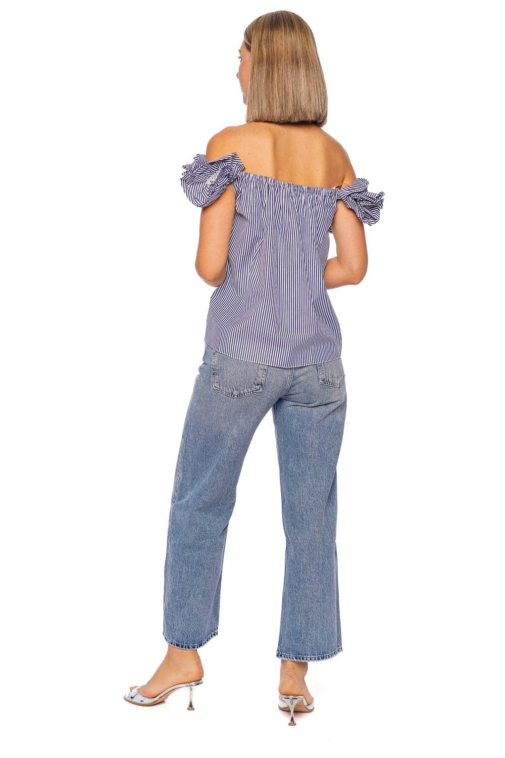 トップス OFF-SHOULDER CAMI TUNIC (NAVY FLOWER) Navy Blue Floral Print Dress - Off-the-Shoulder Maxi Dress