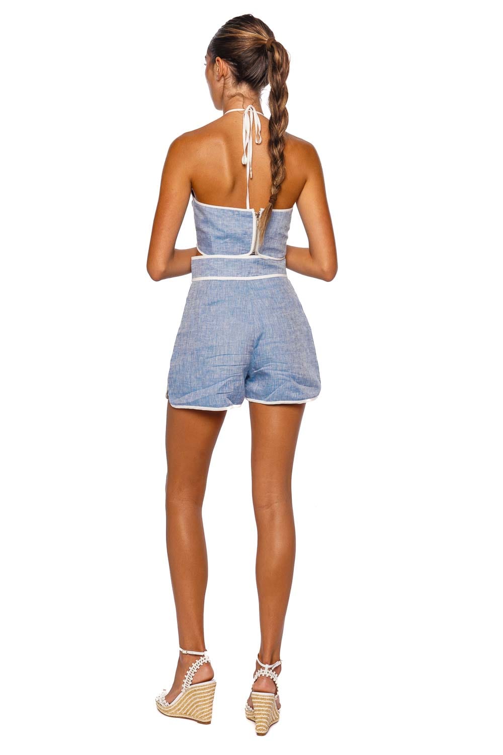 Azulu Murano Blue Melange Linen Short