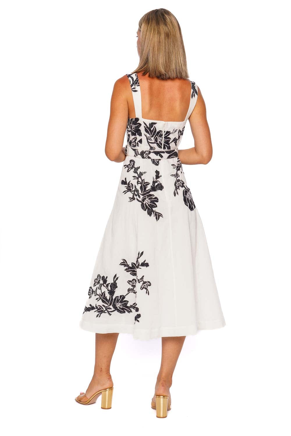 Hemant and Nandita AAHI MIDI DRESS WITH BUCKLE BELT HN-AAHI-5977 BLACK & WHITE