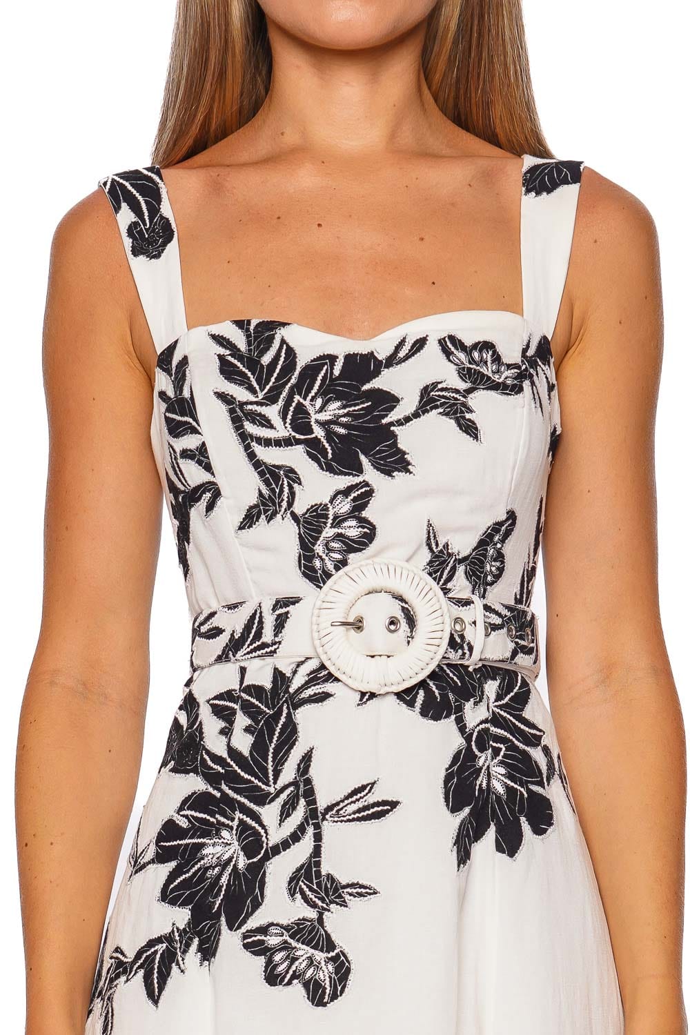 Hemant and Nandita AAHI MIDI DRESS WITH BUCKLE BELT HN-AAHI-5977 BLACK & WHITE