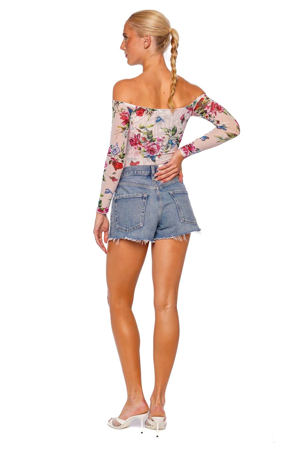 L'AGENCE Peonie Floral Stretch Off Shoulder Bodysuit