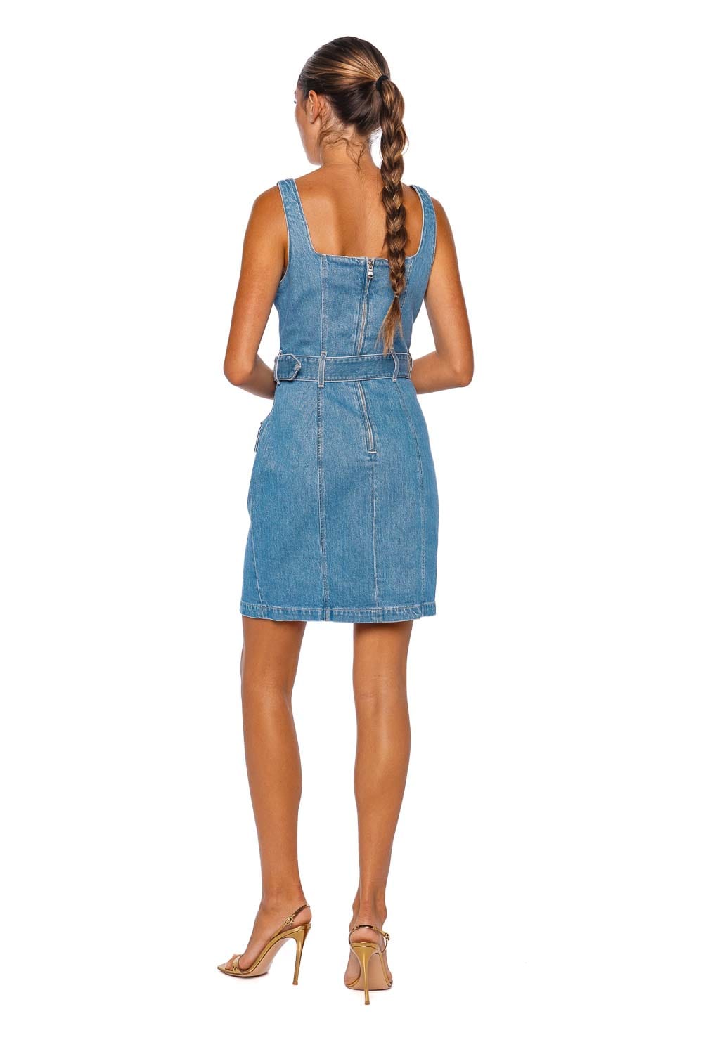 Midy Button Denim Tank Mini Dress