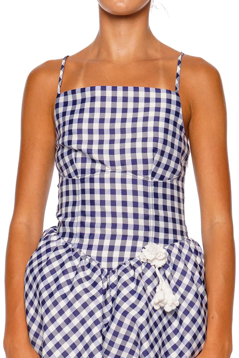 self-portrait Navy Gingham Taffeta Mini Dress