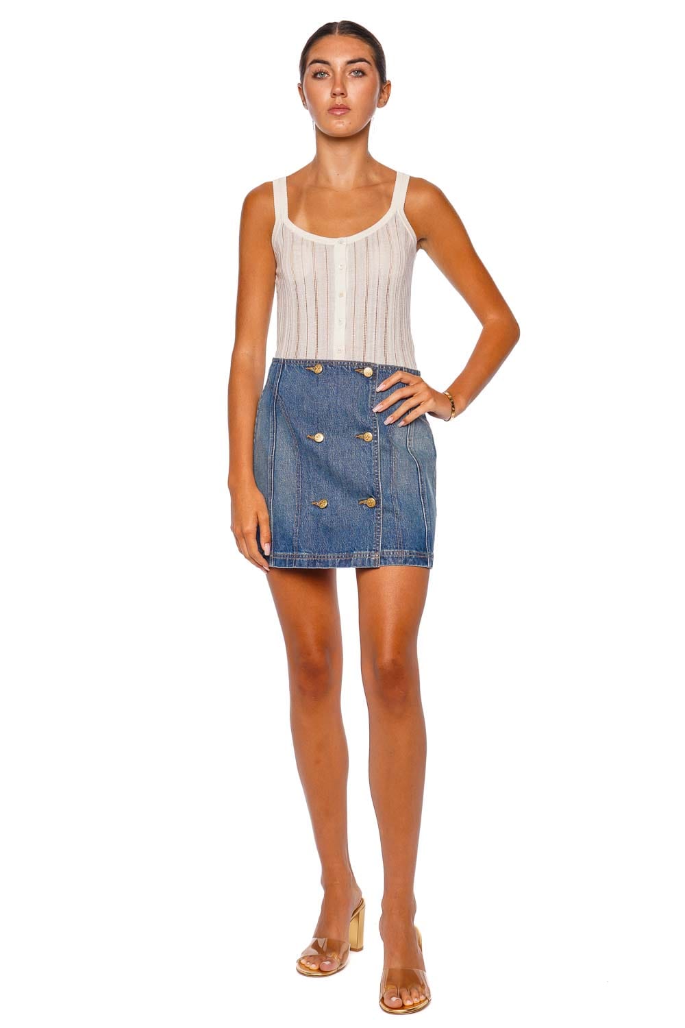 Ulla Johnson The Clara Buttoned Denim Mini Skirt